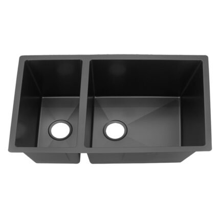 FIDELIS FSD-22336 Double Bowl Sink (Under Mount) (Nano Pearl Black Coating)