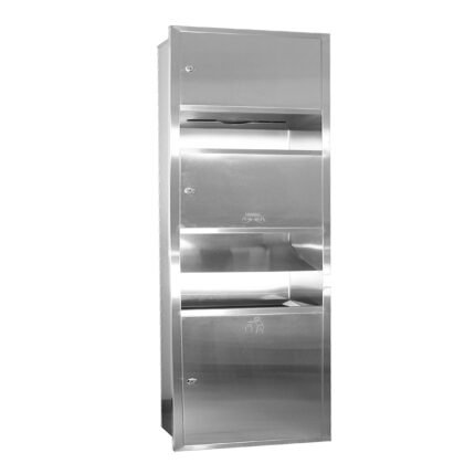 FIDELIS FV-4729 Semi-Recessed Waste Receptacle with C-Fold Paper Dispenser and Electric Hand Dryer (Hairline)